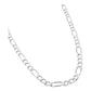 Cadena Figaro 3x1 Diamantada Hombre Plata 925 65 Cm X 7 Mm Plateado