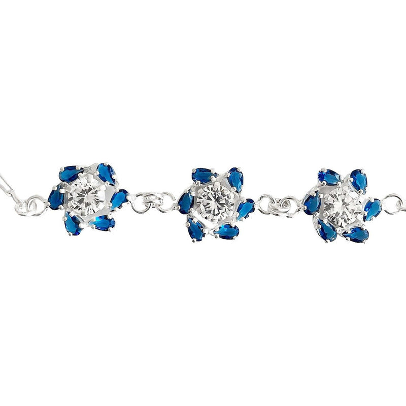 Pulsera Flores Con Zirconias Amor Regalo Plata Ley 925