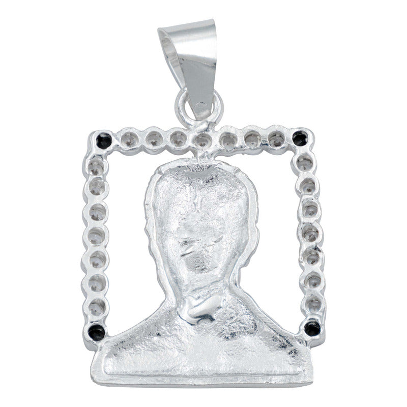Dije Grande Jesús Malverde Con Zirconias Plata Solida 925