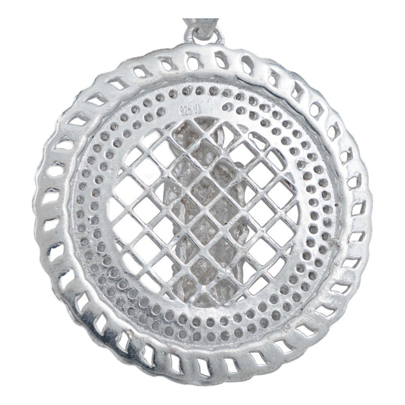 Dije Medalla Grande San Judas Zirconias Hombre Plata 925