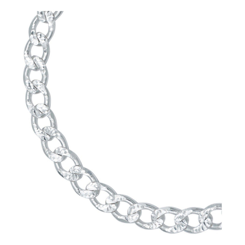 Esclava Pulsera Hombre Cubana Diamantada Plata Italy 925 6mm