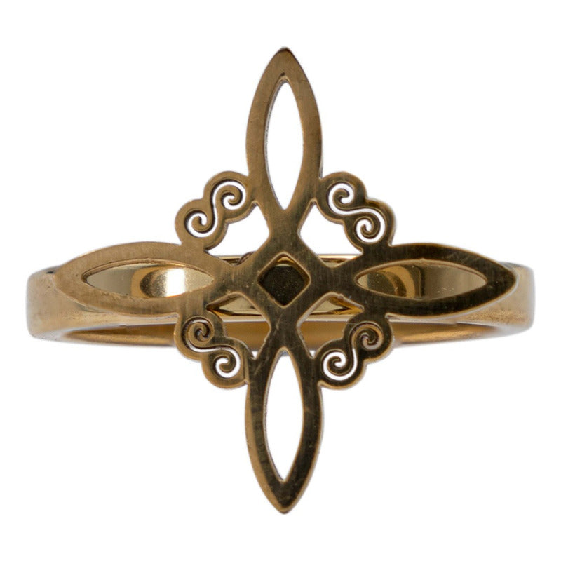 Anillo Nudo De Bruja Celta Laser  Dorado Grande Hombre Mujer