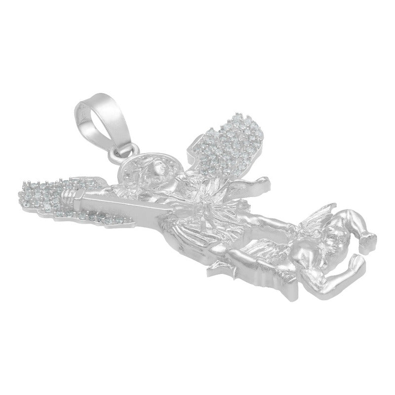 Dije San Miguel Arcangel Zirconias Hombre Regalo Plata 925