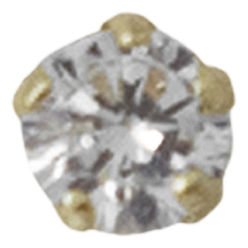 Piercing Nariz Zirconia Curvo Mini Perfo 100% Oro 10k 1.5 Mm Dorado