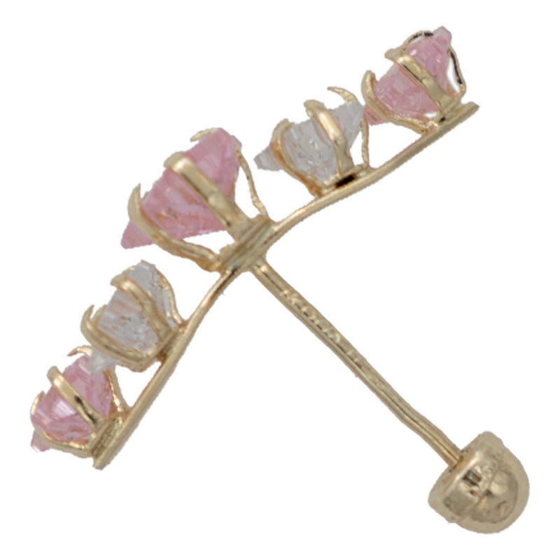 Arete Broquel Lambada Grande Estrella 5 Zirconias Oro 10k