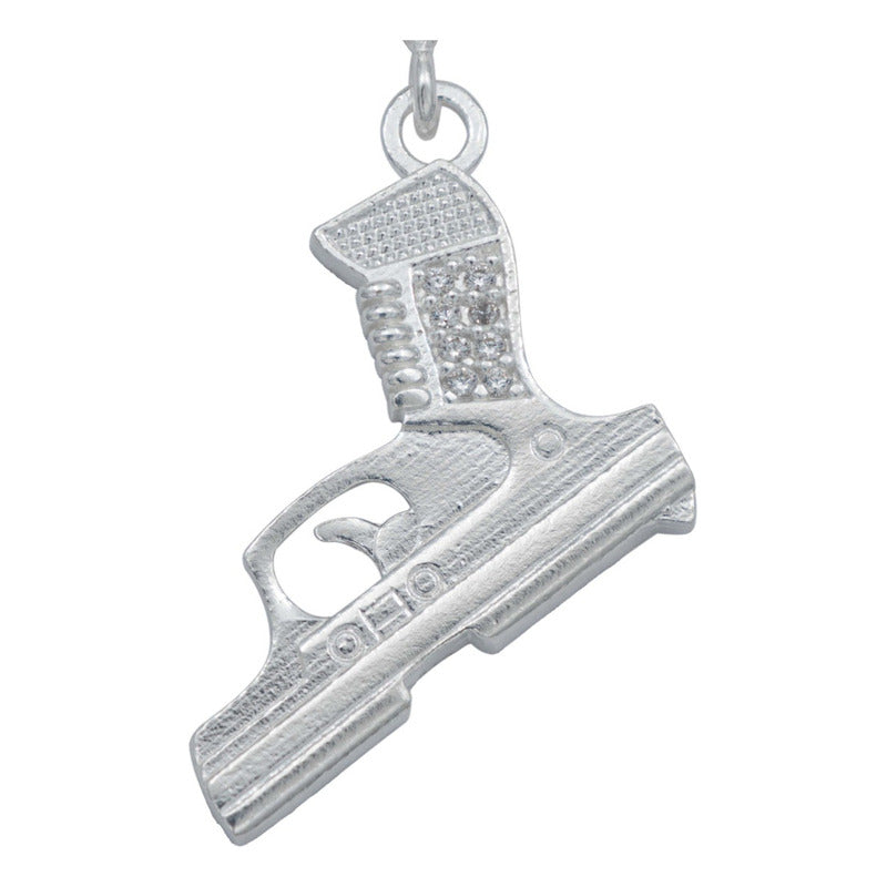 Dije Pistola Chica Glock Zirconias Belico Plata 925