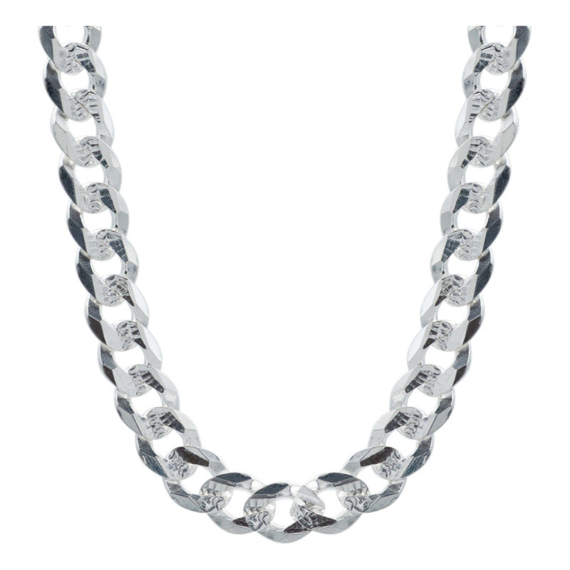 Cadena Cubana Gruesa Diamantada Plata 925 Hombre 70 Cm X 7mm