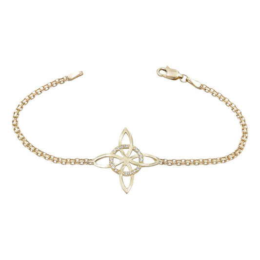 Pulsera Nudo De Bruja Celta Tejido Bismark Oro 10k 2 Mm