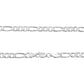 Cadena Figaro 3x1 Diamantada Hombre Plata 925 45 Cm X 6 Mm Plateado