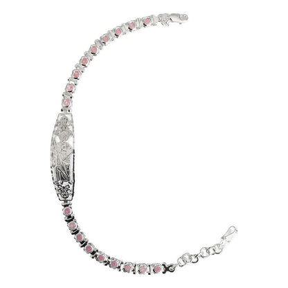 Pulsera Ajustable Dama Placa San Judas Grabado Plata Ley 925