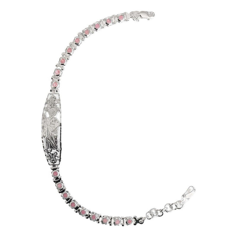 Pulsera Ajustable Dama Placa San Judas Grabado Plata Ley 925