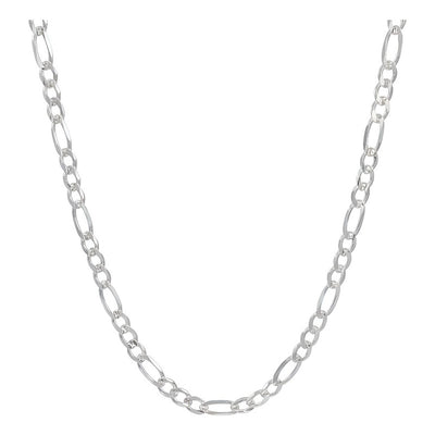 Cadena Figaro 3x1 Diamantada Hombre Plata 925 70 Cm X 9 Mm Plateado