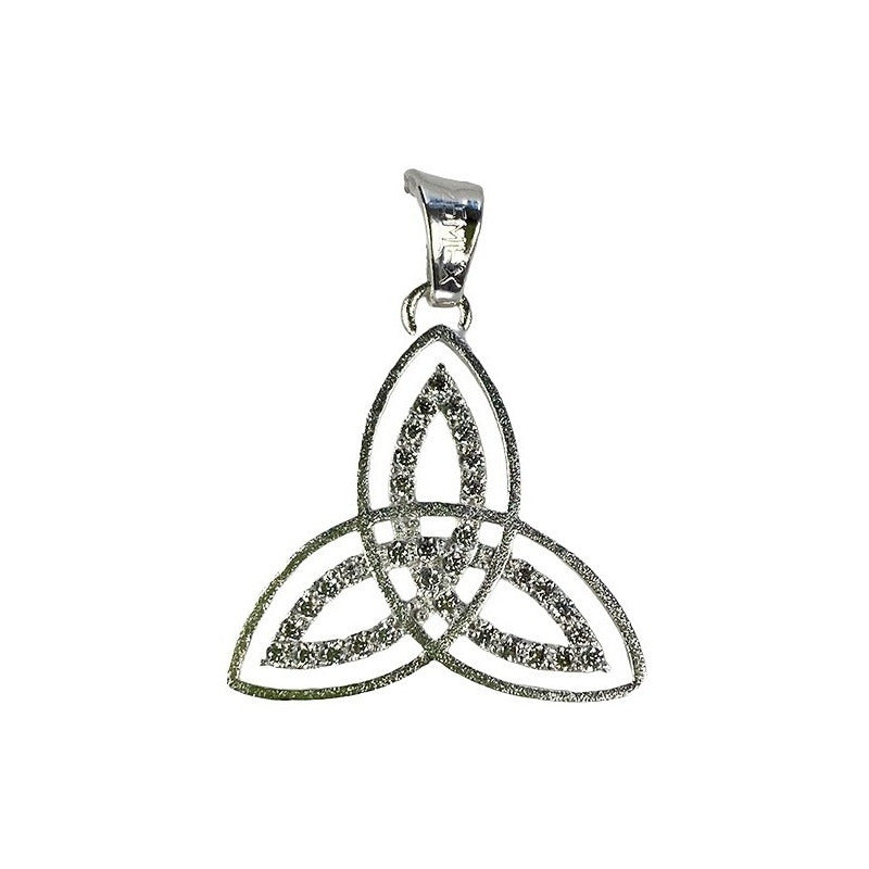 Dije Triqueta Zirconias Plata Solida 925 + Cadena Plata 925