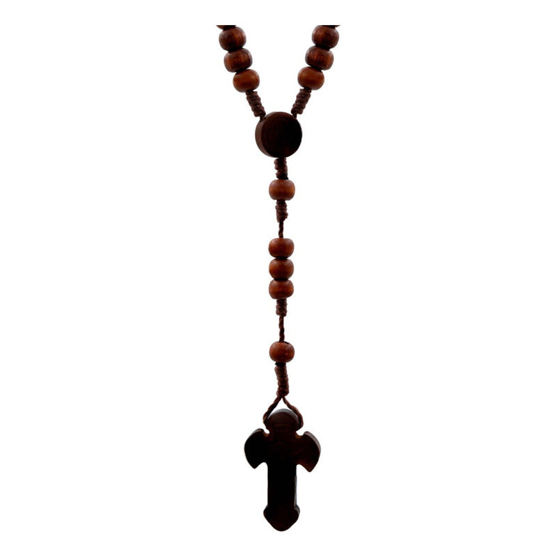 Rosario Católico Madera San Benito Cristo Virgen Grabados