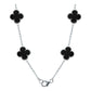 Cadena Con Dijes Trebol Esmaltado Corridos Plata 925 65 Cm