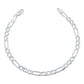 Esclava Pulsera Fígaro 3x1 Diamantada Unisex Plata S925 4 Mm