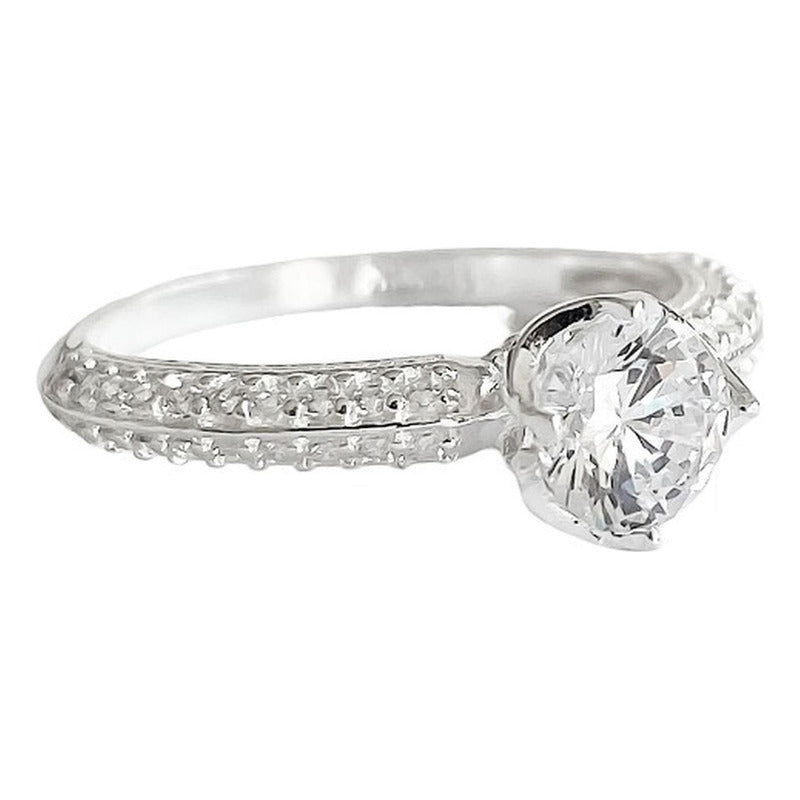 Anillo Compromiso Promesa Boda Corona Deslumbrante Plata 925