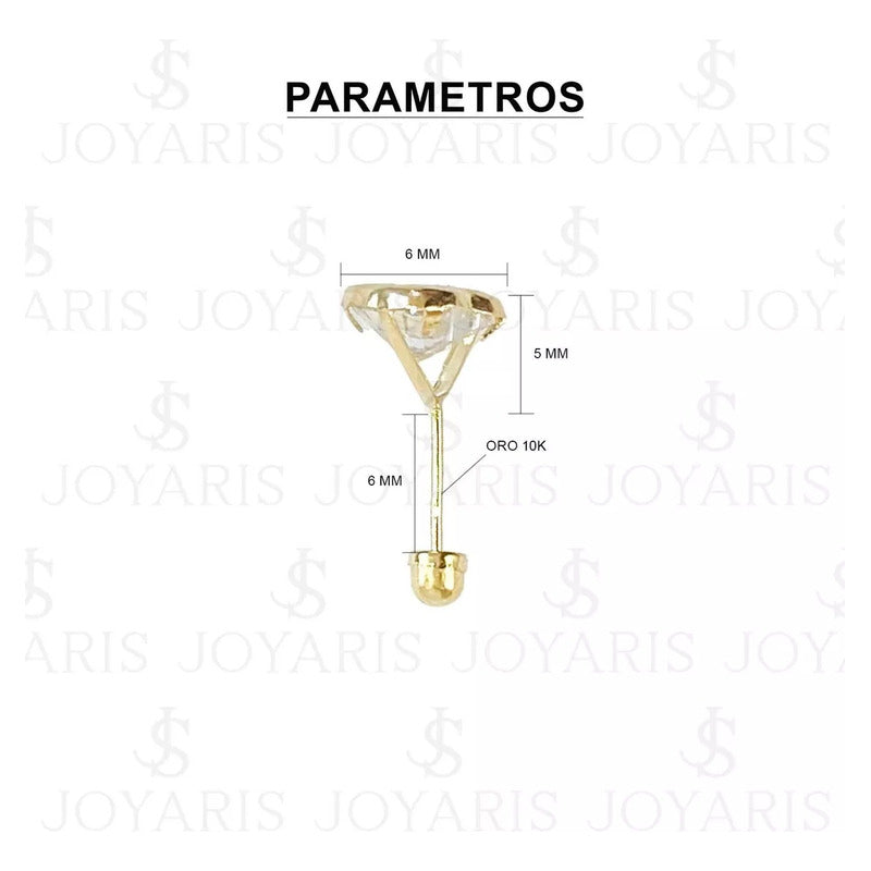 Arete Broquel Corazón Bola Liso Zirconia Amor Mujer Oro10k