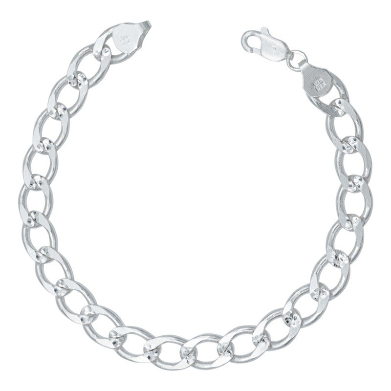 Pulsera Gruesa Cubana Diamantada Hombre Regalo Plata 925 8mm