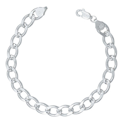 Pulsera Gruesa Cubana Diamantada Hombre Regalo Plata 925 8mm
