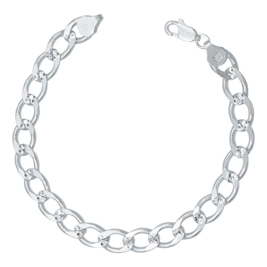 Pulsera Gruesa Cubana Diamantada Hombre Regalo Plata 925 8mm