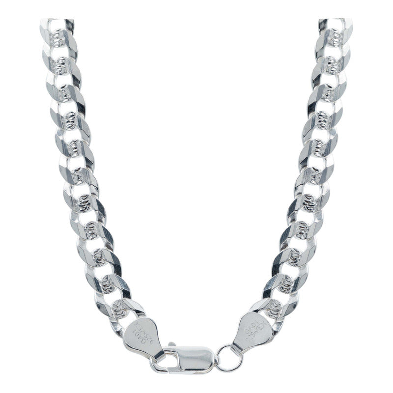 Cadena Cubana Gruesa Diamantada Plata 925 Hombre 70 Cm X 7mm