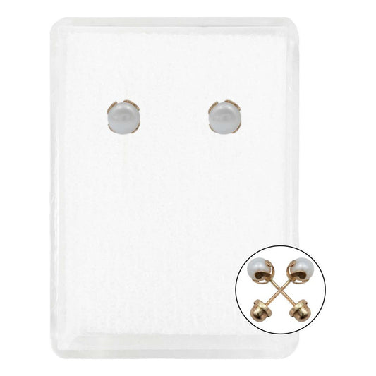 Arete Broquel Bola Perla Natural 5 Mm Mujer Regalo Oro 10k