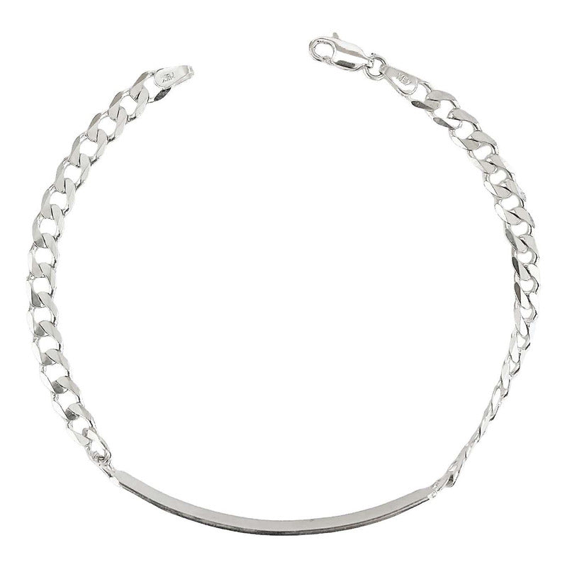 Pulsera Esclava Barbada Cubana Placa Plata Ley S925 5 Mm