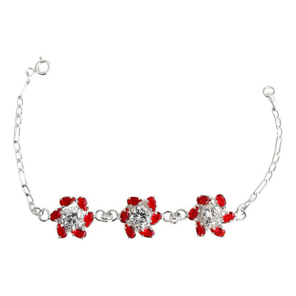 Pulsera Flores Con Zirconias Amor Regalo Plata Ley 925