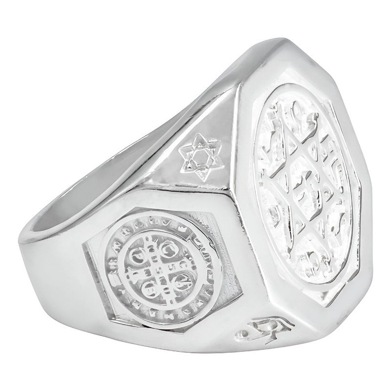 Anillo Sello De Salomón Liso Protección Plata 925 Hombre 11 Plateado