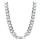 Cadena Cubana Gruesa Diamantada Plata 925 Hombre 65cm X 7mm