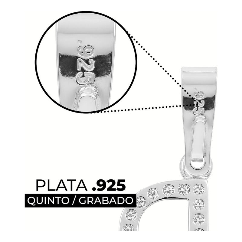 Dije Inicial De Plata 925 Zirconias  2 Cm Regalo Para Mujer D
