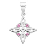 Dije Mini Nudo De Bruja De Plata 925 Con Zirconias 2.5 Cm Rosa