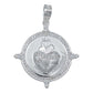 Dije Medalla Sagrado Corazón Liso Zirconias Plata 925