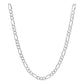 Cadena Figaro 3x1 Diamantada Hombre Plata 925 45 Cm X 6 Mm Plateado