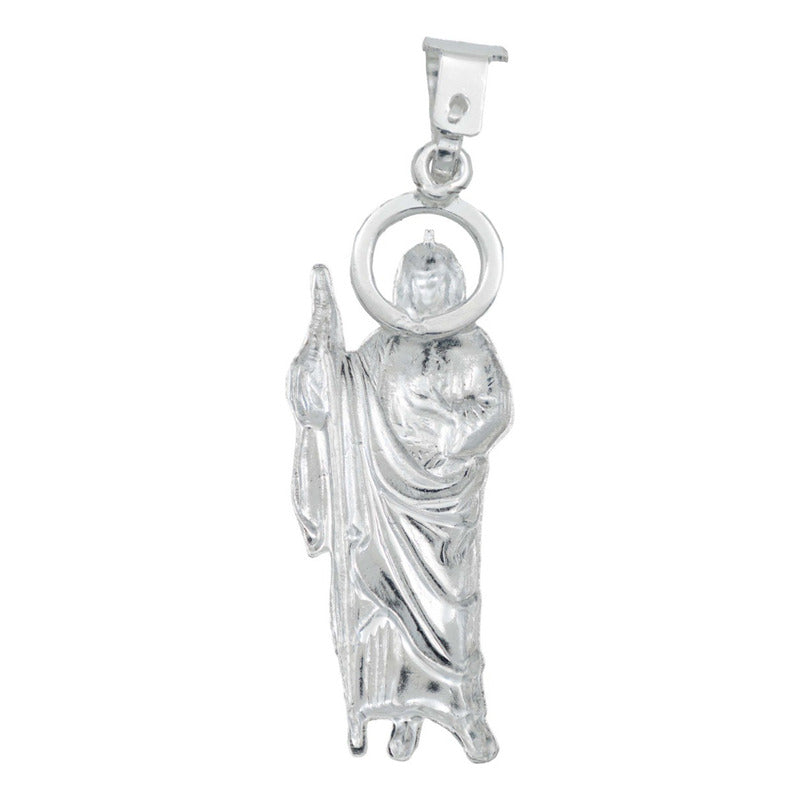 Dije San Judas Mediano Troquel Diamantado Plata 925 5.2 Cm