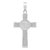 Dije Cruz San Benito Zirconias Unisex Plata 925 3.9 Cm Plateado
