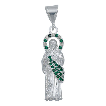 Dijes San Judas Tadeo Zirconias Hombre Plata 925 Con Cadena