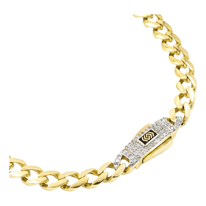 Pulsera Cubana Oro 10k Zirconias Caballero 21 Cm X 6 Mm 7.2g Amarillo 6 Cm 21 Cm