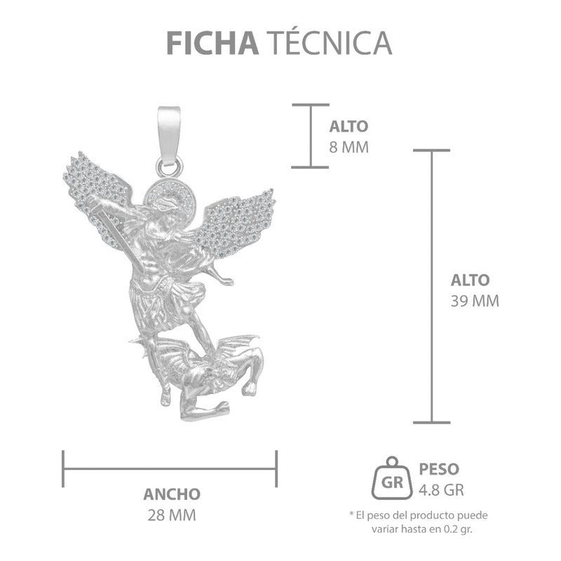 Dije San Miguel Arcangel Zirconias Hombre Regalo Plata 925