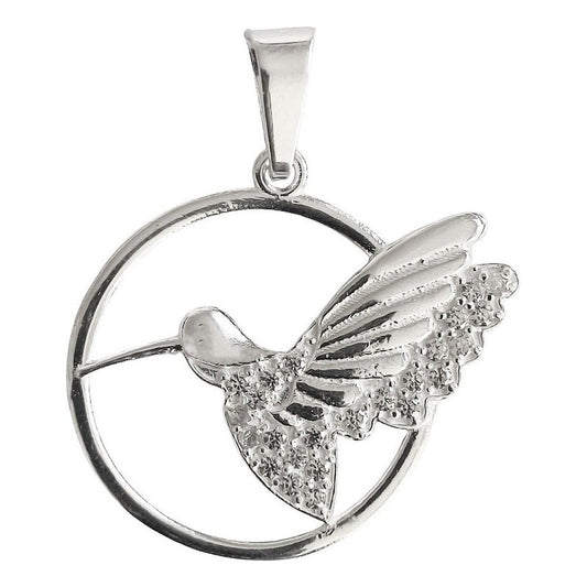 Dijes Colibrí Zirconias Con Circulo Plata Solida 925
