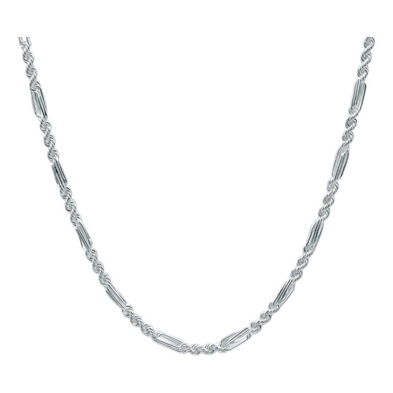 Cadena Torsal Figaro Hombre Plata Italiana 925 65 Cm X 4 Mm