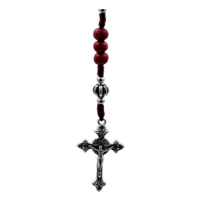 Rosario Católico Madera Con Metal San Benito Cristo Virgen