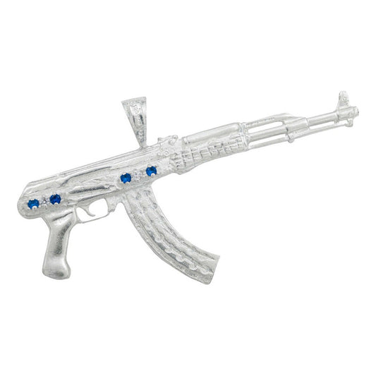 Dije Doble Vista Rifle Ak47 Sin Culata Zirconias Plata 925