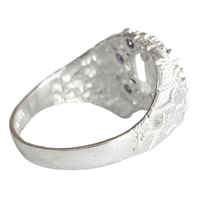 Anillo Santa Muerte Herradura Zirconias Plata Ley 925