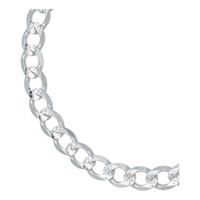 Esclava Pulsera Hombre Cubana Diamantada Plata Italy 925 7mm
