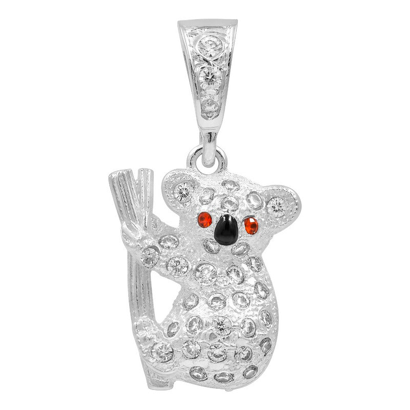 Dije Koala De Plata Ley .925 Con Zirconias Naturaleza 3 Cm Plateado