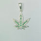 Dije Medalla De Planta Cannabis Zirconias Plata Solida 925