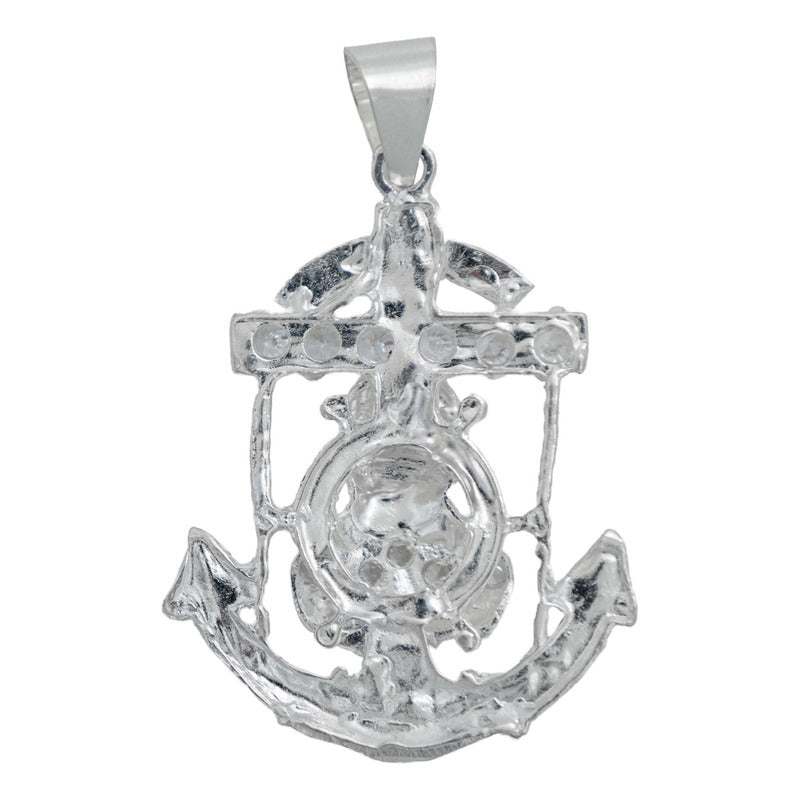 Dije Grande Jesús Malverde Ancla Zirconias Plata Solida 925