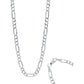Cadena Figaro 3x1 Diamantada Unisex Plata 925 50 Cm X 5 Mm Plateado